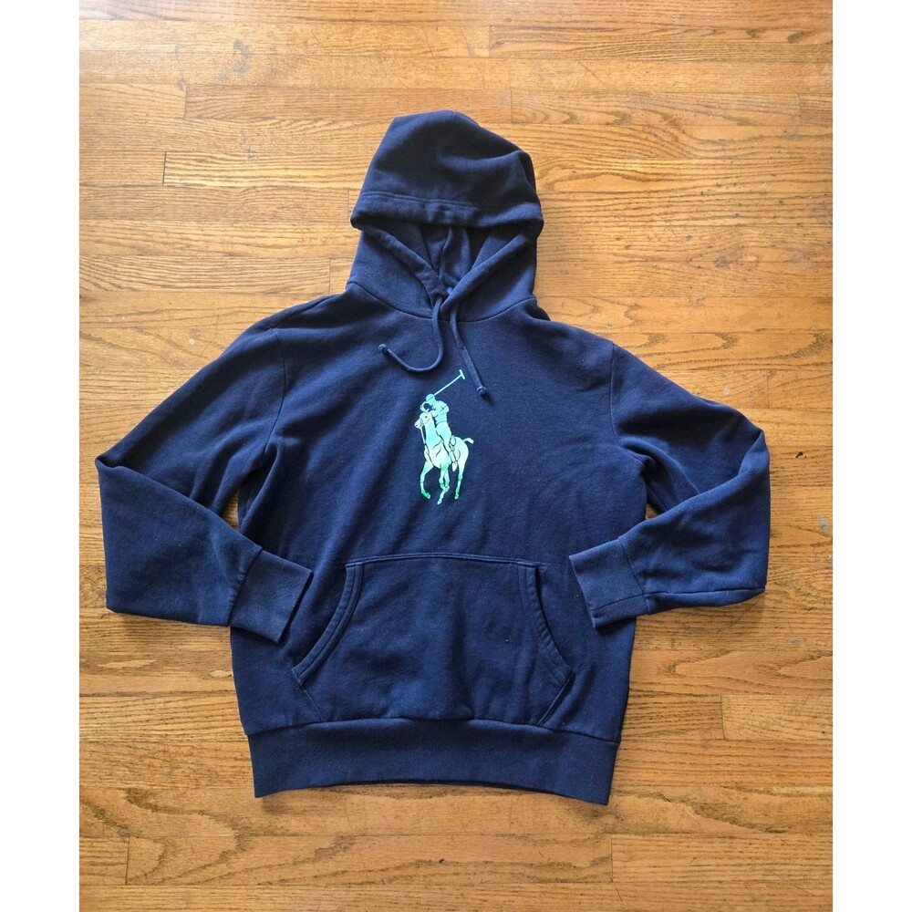 Polo Ralph Lauren Hoodie Blue Big Pony Graphic Pullover Sweatshirt Small